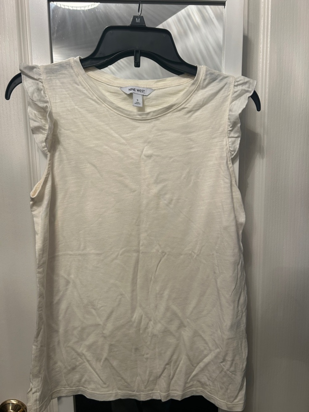 Nine West Cream Ruffle Sleeve Tank Top